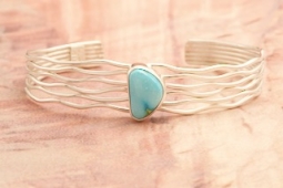 Genuine Sonoran Turquoise Sterling Silver Branch Bracelet